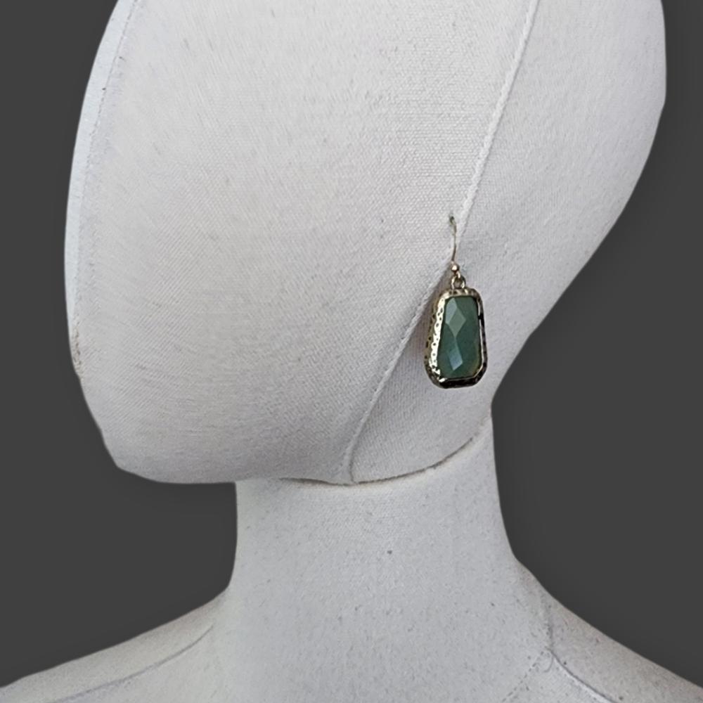Gold & Green Stone Earrings